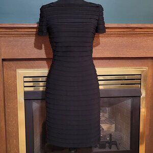 Adrianna Papell Black Banded Pleated Evening Dress Size 2